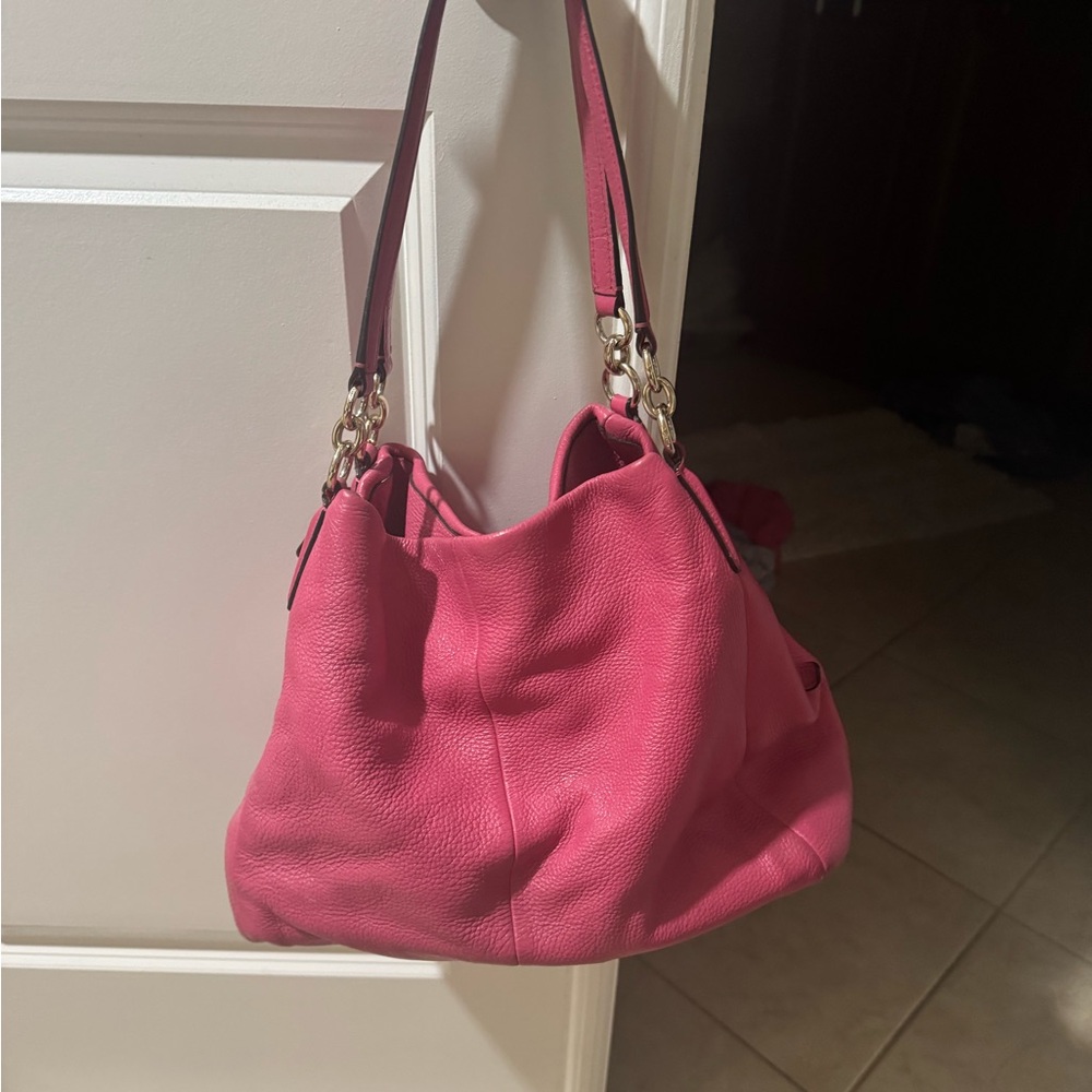Pink Leather Coach Shoulder Bag